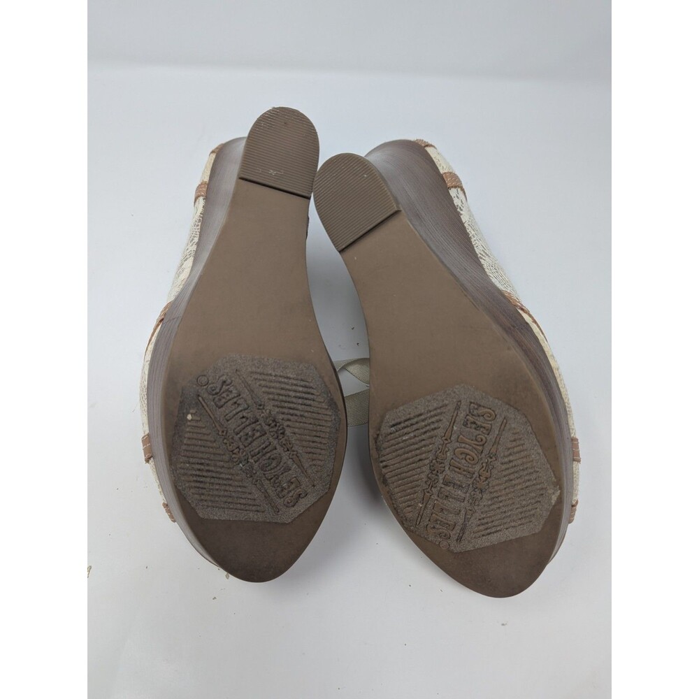Seychelles Ivory Lace Ribbon Peep Toe Wedge Booties Sz 8 Boho Cottagecore Bridal - Picture 9 of 9